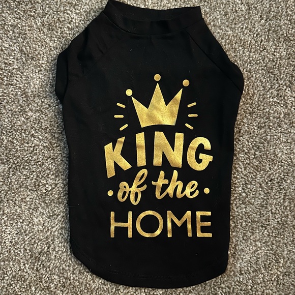 Wag N Woof Dog Shirt Small King Of The Home Black Gold Outfit Minimalist Soft - Picture 2 of 9
